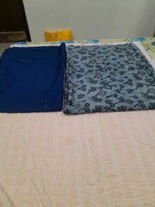 Unstitched Dress Material - Blue &amp; Floral Print