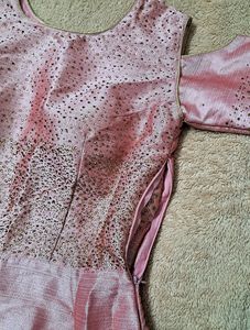 Baby Pink Cold-Shoulder Gown