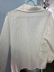 Cream Textured Collared Shirt
