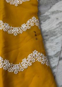 Yellow Embellished Sleeveless Blouse