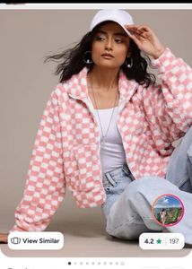 Cozy Pink Checkered Fleece Jacket
