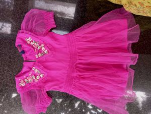 Fuchsia Tutu Dress with Floral Collar