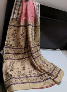 Traditional Kalamkari Art Floral design Silk Saree
