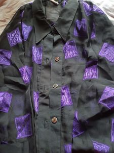 Stylish Black &amp; Purple Abstract Print Top