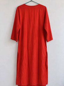 Lucknow Chikankari Orange  Kurta