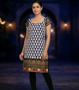 Embellished Navy Blue Kurta