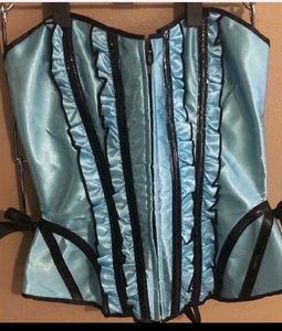Aqua Blue Satin Corset Top