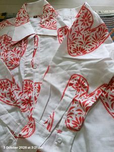 Women's White Shirt with Red Heart Print