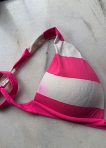 TODAY’s OFFER Pink &amp; White Striped Bikini Top