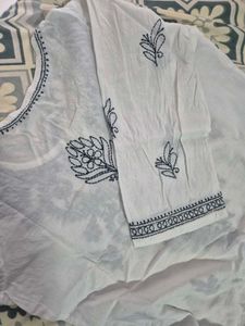 White Kurta with Black Embroidery