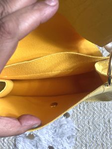 Yellow Croc-Embossed Clutch Bag