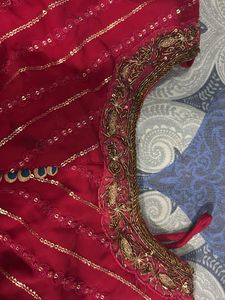 Elegant Red &amp; Gold Anarkali Style Lehenga