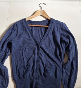 Classic Navy Blue V-Neck Cardigan