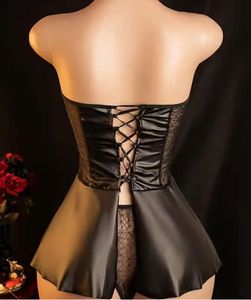 Black Faux Leather Halter Dress (lingerie)
