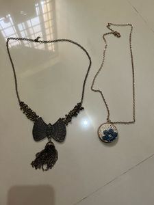 Chic Bow and Circle Pendants Necklaces