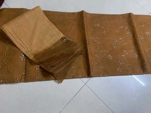 Cotton Brown Saree With Blouse