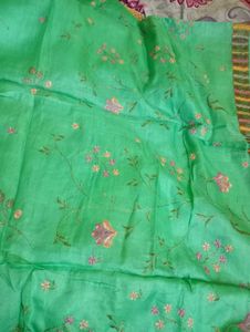 Elegant Green Embroidered Silk Saree
