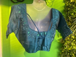 Not used Teal Embroidered Blouse