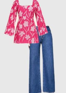Chic Floral Print Square Neck Top