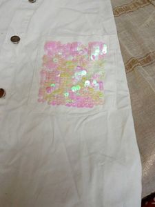 Cute White Pinafore Dress with Sequins