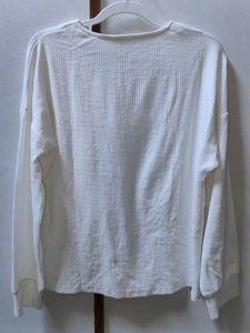 ROADSTER - White Textured Button-Up Top