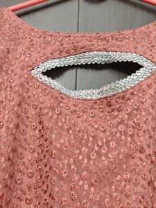 Elegant Peach Kurta with Unique Neckline