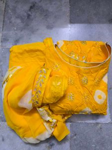 Embroidered Kurta set with Trouser and Dupatta