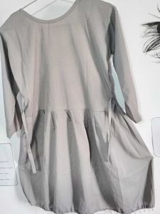 Grey Embroidered Pom-Pom Kurti😍