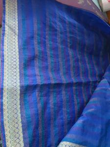 Elegant Blue Striped Saree