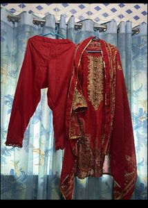 Exquisite Red Embroidered Kurta Set