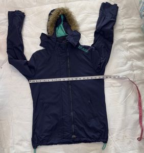 Superdry Navy Blue Faux Fur Hooded Jacket