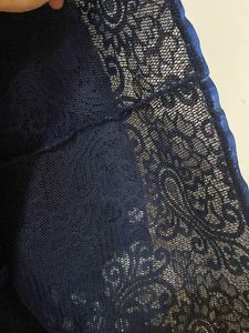 Elegant Navy Blue Lace Dupatta