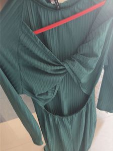 Ribbed Green Midi Dress