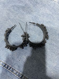 Boho Oxidised Jhumka Hoop Earrings