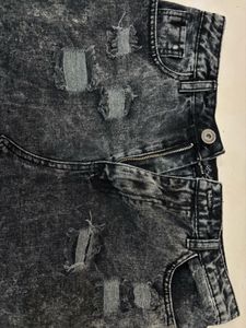 Distressed Acid Wash Denim Shorts