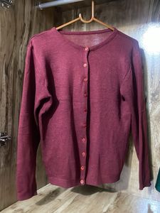 Burgundy Button-Down Cardigan