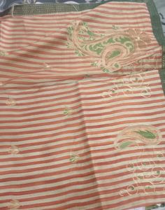 Striped Saree with Paisley Embroidery