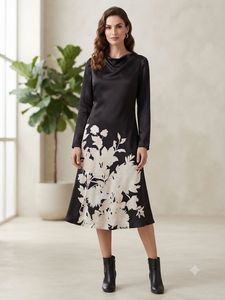 Elegant Floral Print Long Sleeve Dress