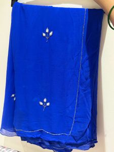 Chiffon Royal blue stone embroidery