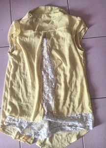 Chic Yellow Lace Insert Top