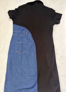 Black and Denim Color Block Dress