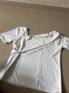one shoulder white top