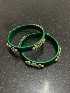 Elegant Green Embellished Bangles
