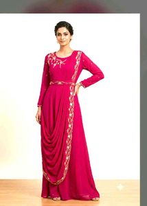 Elegant Pink Draped Gown