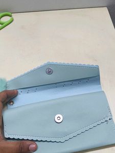 Cute Blue Wallet with Pom Po