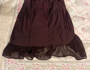 TOMBER AMOUREUX  Brown Corset Ruffle Dress