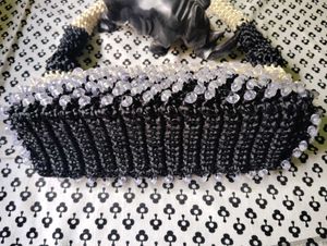 Black &amp; cream macrame Handbag