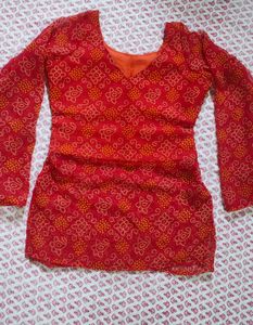 bandhani print short kurti stiched for sale