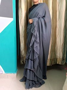 Grey Saree Sequence Blouse