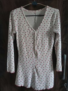 Cute Heart Print Sleep Romper